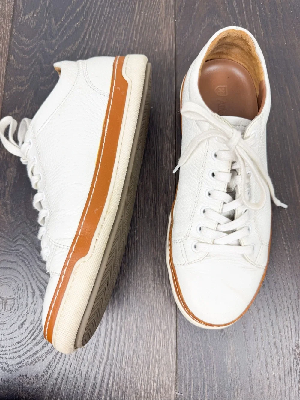 Allen Edmonds Porter White Pebble Grain Leather Derby Sneaker Men Size 7 D 50994